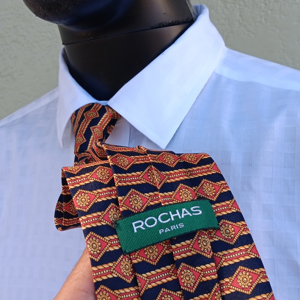 ROCHAS (PARIS) MEN'S PURE SILK HAND MADE LUXURY TIE